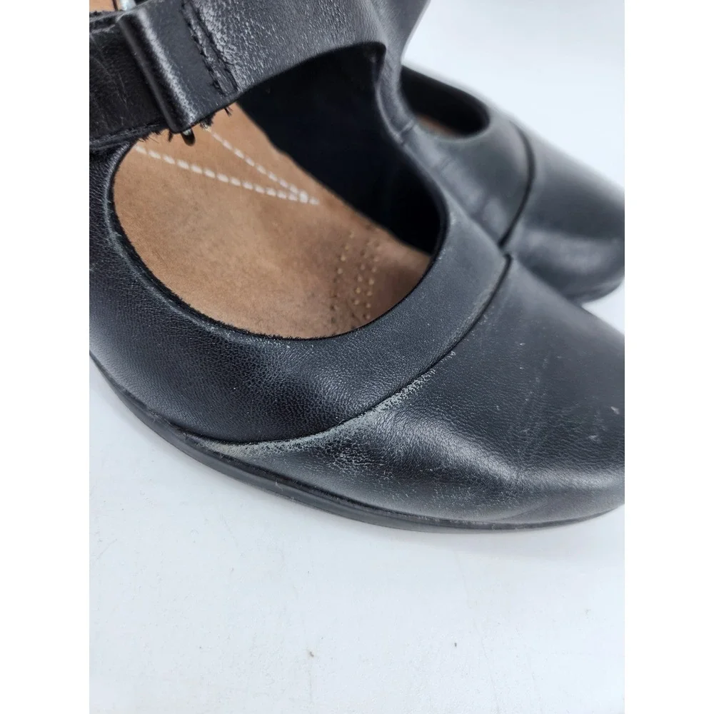 Clarks Artisan Rosalyn Wren Mary Jane Heels Womens‎ 7M Leather Block Heel